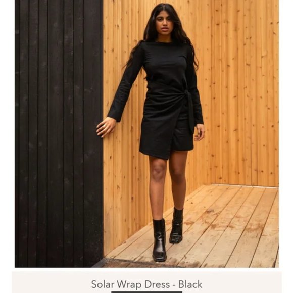 NWT Jackson Rowe black Solar wrap dress - Picture 8 of 8